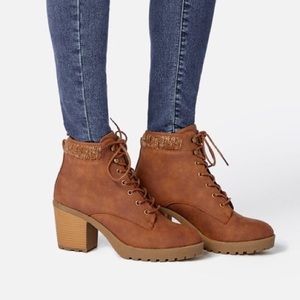 SOLD✨ JUSTFAB: Sweater Cuff Lace-Up Bootie